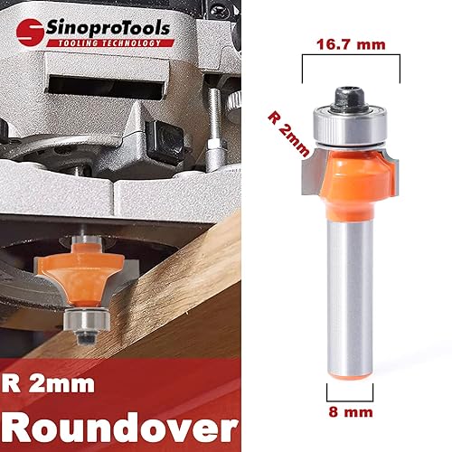 Sinoprotools 7 Stück Abrundfräser und Viertelstabfräser Set,8mm Schaft Rundfräser&Radiusfräser,Abrundfräser Fräser Oberfräse mit Kugellager,Kantenfräse/Frästisch Radius 2-3-4-5-6-8-10(Set 7-tgl.) - Cheap-Us