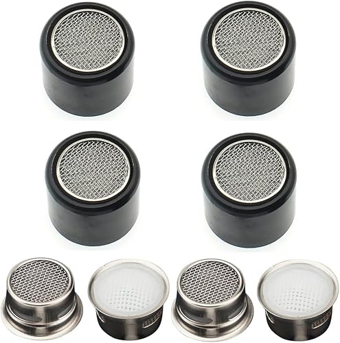 Strahlregler Wasserhahn Schwarz F22, 4 Stück Perlatoren für Wasserhähne Schwarz mit 4 Stück Wasserhahn Sieb,Wassersparer für Wasserhahn,Edelstahl Wasserhahn Aufsatz Schwarz (F22, Schwarz 1) - Cheap-Us
