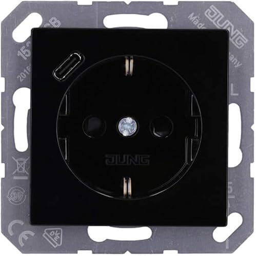 Jung A1520-15CAWW SCHUKO-Steckdose mit USB Typ AC (3A) mit erhöhtem Berührungsschutz (Thermoplast bruchsicher) Alpinweiß Serie A - Cheap-Us