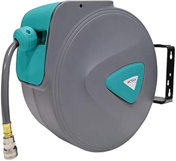 UISEBRT 20m Druckluftschlauch Aufroller Schlauchtrommeln Druckluft Automatik Schlauchaufroller mit Schnellkupplung Wandschlauchhalter Grau - Cheap-Us