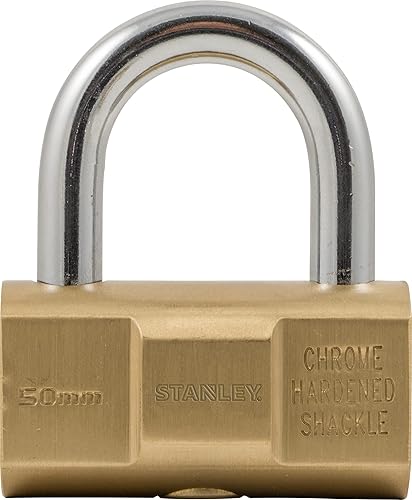 STANLEY Barrel Brass Vorhangschloss 50 mm, 3 Schlüssel, S742-047, Schloss, Bügelschloss - Cheap-Us