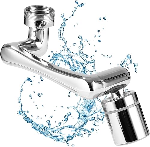 FAOKZE Bad Wasserhahn Aufsatz Drehbarer,Wasserhahn Verlängerung Silber,Wasserhahn Verlängerung mit Wassersparer,1440 Schwenkbarer,mit Zwei Sprühmodi,für Küche und Bad - Cheap-Us