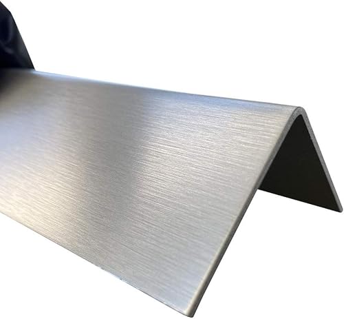 Edelstahl Treppenleiste 2000mm 60x40 mm Kornschliff 240 V2A 0,8mm stark Blechwinkel Eckschutz Leiste,L-Schiene 200cm,Edelstahl L-Profil Schenkel 6x4 cm, Winkelprofil V2A - Cheap-Us