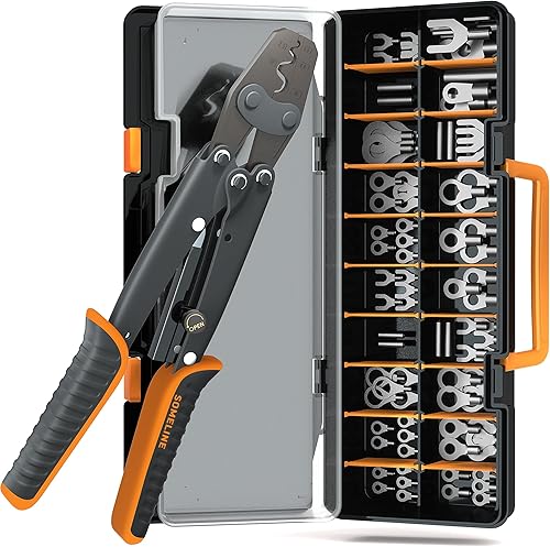 SOMELINE® Crimpzange Kabelschuhe Set, Rohrkabelschuh Zange 10-25 mm², Ringkabelschuhe Verzinnte Bolzenloch Kupferklemmen, Krimpzange - Presszange - Quetschzange - Crimp Zange - Elektrowerkzeug Set - Cheap-Us