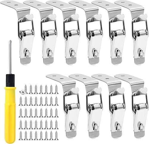 TETEWEVER 10 Stück Ecke Spannverschluss Edelstahl, Kistenverschluss 90 Grad, Schnappverschluss mit Schrauben, Spannverschluss mit Verriegelung für Case Box, Schublade, Toolbox - Cheap-Us