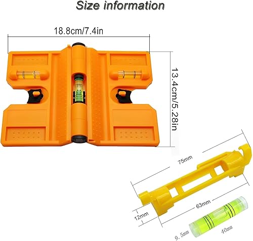 Pfostenwasserwaage Wasserwaage,Guador Magnetische Wasserwaage ABS Einstellbare Winkelwasserwaage Pfosten-Winkel-Wasserwaage 188 mm x 134 mm für Rohrinstallation Bild hängen Montagehilfe (rot) - Cheap-Us
