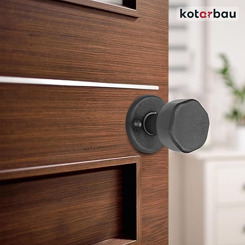 KOTARBAU® Türknauf Drehbar Schwarz Türgarnitur Türbeschlag Türgriff mit Montageschrauben Stahl Lackiert Kugelknauf Türknopf Drehknauf Schutzbeschlag - Cheap-Us