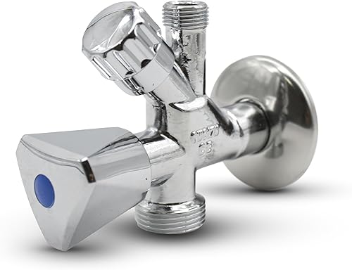 DOJA Barcelona | Kombi Eckventil | 1 Pack | Waschbecken- und Waschmaschinenhahn 1/2' x 3/4' x 3/8' | 115x87mm | Metall und Kunststoff | Kombi Ventil | Anschluss für Dusche, Gartenhahn, Doppelhahn... - Cheap-Us