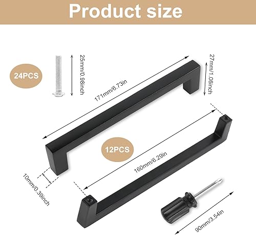MIYUANGKJ 12 stk Möbelgriffe Schwarz 128mm Küchengriff Schubladengriffe mit 24stk Schrauben 25 mm, Türgriffe für Schublade Schrank Möbel Küche - Cheap-Us