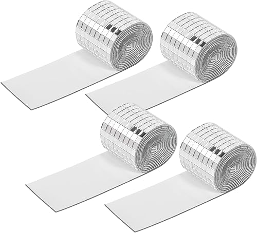 6400 Stück Mosaik Spiegel, 4 Rolle Mini Spiegelmosaiksteine Spiegelmosaiksteine Selbstklebend Mini Mirror Tiles für Disco Tiles DIY Handwerk Dekoration Wandtattoos 5 x 5 mm - Cheap-Us