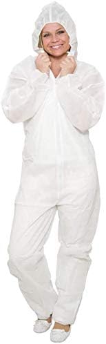 10 x Einweg Overall Weiß Gr. L Premium Plus | Dicke Qualität Maleroverall Schutzanzug für leichte Malerarbeiten, Lackierarbeiten, Reinigungsarbeiten | Maleranzug Schutzkleidung Overall mit Kapuze - Cheap-Us