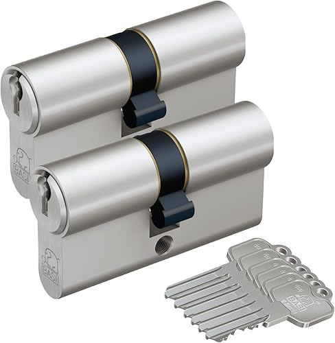 BASI | 2er SET V50 Profil-Doppelzylinder 30/30 mm | Gleichschließend | Profilzylinder | Türzylinder Schließzylinder für Hauseingangstüren Wohneingangstüren | Zylinderschloss mit 3 Schlüsseln - Cheap-Us