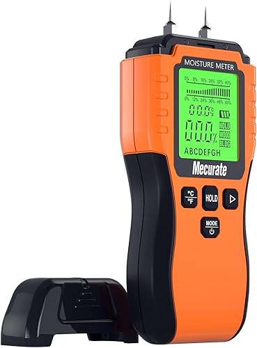 Mecurate Feuchtigkeitsmessgerät, Pin-Typ Holzfeuchtemessgerät mit Batterie und LCD-Display digitale, Moisture Detector Feuchtemessgerät-Detector für Holz,Wand,Baustoffen,Gipskarton (Akustischer Alarm) - Cheap-Us