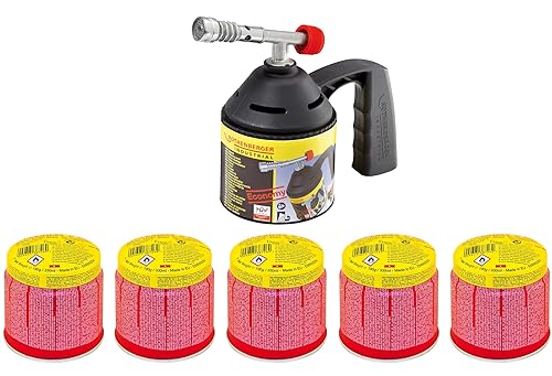 ROTHENBERGER Industrial Lötlampen Set inklusive 5x C200 Supergas Stechkartusche | Lötbrenner | Bunsenbrenner | Gasbrenner 1000000985 - Cheap-Us