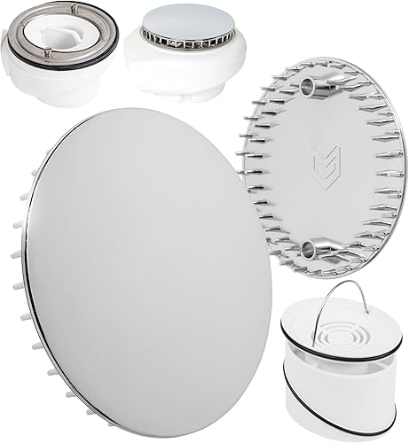 Abdeckhaube und Tauchrohr Set für Duschabfluss, Ø 112 mm, kompatibel mit Viega Tempoplex Ablaufgarnitur ab Baujahr 2001-2006, Duschwanne Ablaufloch Abdeckung, verchromter ABS ASA Deckel, Rohrstück - Cheap-Us