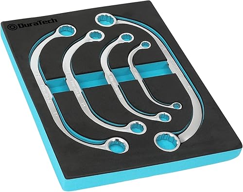 DURATECH Doppelringschlüssel-Satz, Starter-Blockschlüssel-Satz, C-Form Ringschlüssel Set, 5-teilig, SW 8-22mm, Chrom-Vanadium-Stahl, mit EVA-Schaumbox - Cheap-Us