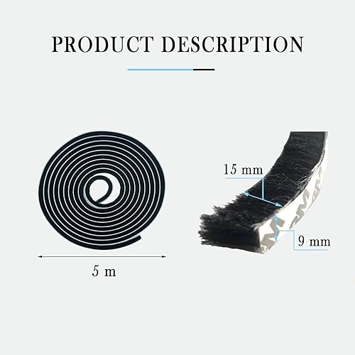 Bürstendichtung Selbstklebend, 5M(L) X 9mm(B) X 23mm(D), Bürstendichtungen, Bürstendichtungen Schwarz, Bürstenleiste Rolladen, Bürstendichtung Schiebetür, Rolladen Bürstendichtung - Cheap-Us