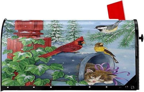 Winter Weihnachten Vogel Briefkastenabdeckungen Magnetische Briefkastenhüllen Post Briefkastenabdeckung Standard Übergröße 21 x 18 Mailwrap Garten Home Decor - Cheap-Us