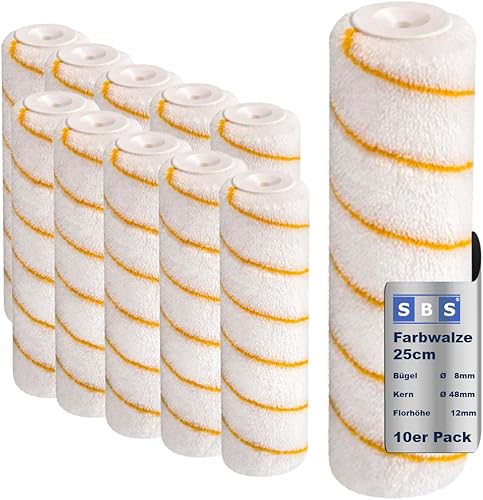 10 x SBS Farbwalze 25 cm, Florhöhe 12 mm, Farbrolle Malerrolle Malerwalze - Cheap-Us