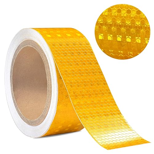Reflektierendes Klebeband Gelb 10m x 5cm, Wasserdichtes Reflektorband Selbstklebend Reflective Tape Wetterfest Hochintensität Reflektorfolie Selbstklebend Warnband für Straße,Fahrräder,Helme,Motorrad - Cheap-Us