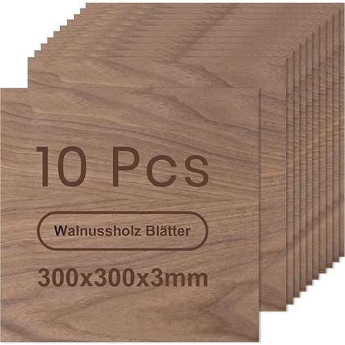 ROWOOD Sperrholzplatte 3mm 300x300mm 10Stück Walnuss holzplatte Zuschnitt Nach Maß Unbehandeltes Bastelhölzer Holz für Modellbau Laserschnit Laser Gravur Holz Brennen Malerei CNC - Cheap-Us