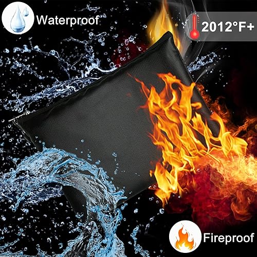 DBREAKS Feuerfeste für Dokumententasche, 2 Stück Feuerfeste Tasche, Tresor Wasserdichte Geldtasche, Schwarz Große Kapazität Aktentasche für Dokumente, Passport, Geld, Bankdatei (29 x 20 cm) - Cheap-Us