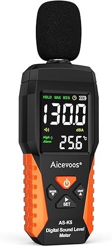 Aicevoos Dezibel Messgerät db Messgerät Schallpegelmessgerät Lärmpegelmessgerät 30~130 dB, Akustische und Visuelle Alarme, MAX/MIN Lärm-Messung - Cheap-Us