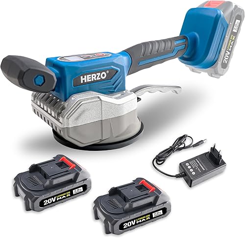 HERZO Kabellose Fliesen Vibrations Nivelliermaschine, Fliesenleger Vibrationswerkzeug, mit 12 einstellbaren Geschwindigkeiten, Saugnapf, Digitalanzeige (Batterien enthalten) - Cheap-Us