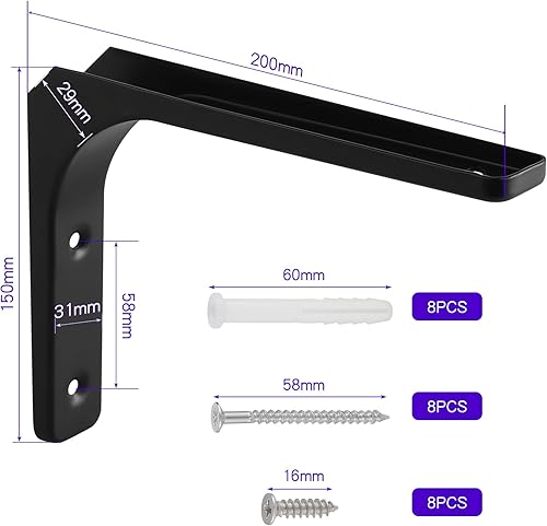 Faankiton 4 Stück Regalhalterung Maximale Tragkraft 70kg, Winkel Regal mit Schrauben, Multifunktionale Metallwinkel 90 Grad für Wandhalterung Regal, Regalhalterung (250x300 mm) - Cheap-Us