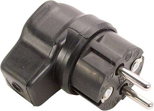 as - Schwabe Vollgummi-Winkelstecker - Schutzkontaktstecker, Leitungen bis max. 2,5mm² - für den Außenbereich geeignet, 230V, 16A, IP44, Schwarz, Made in Germany, 62207 - Cheap-Us