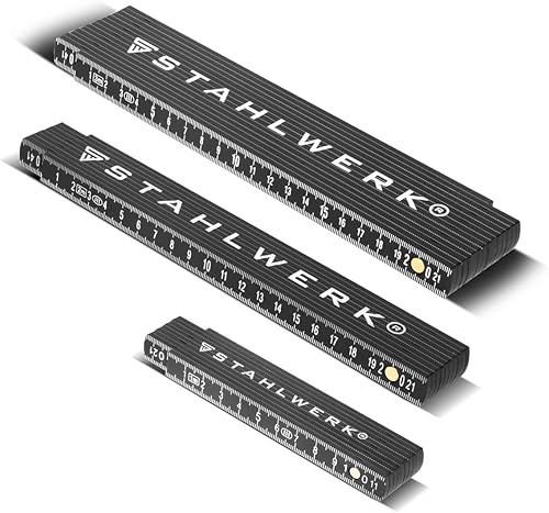 STAHLWERK Zollstock 3er Set 1 | 2 | 3 Meter präziser Kunststoff-Gliedermaßstab | Meterstab | Maßstab | Maßband | Metermaß mit gut ablesbaren metrischen Ziffern - Cheap-Us