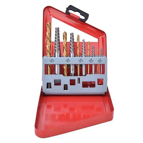 10PCS Screw Extractor und Left Hand Drill Set Stahl gebrochen Bolt Remover 5/64 Zoll bis 19/64 Zoll Titanbeschichtung Bohrer mit Metallgehäuse, stark, langlebig - Cheap-Us