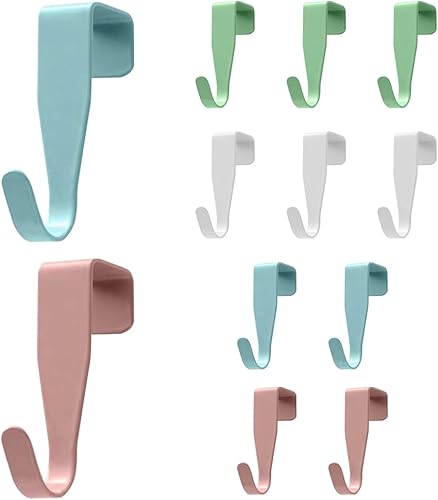 Salubohum 12 Türhaken, Bunte Haken Tür Einhängen, Türhaken zum einhängen,Kleiderhaken Tür, Haken zum einhängen,Stabile Aufhängung, Kein Bohren erforderlich, Geeignet für Standardtüren - Cheap-Us
