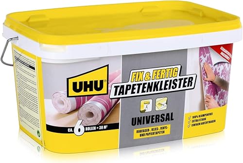 UHU Fix & Fertig Kleister Universal, Fertigkleister für die einfache Anbringung von Tapeten aller Art, Eimer 2,5 kg - Cheap-Us