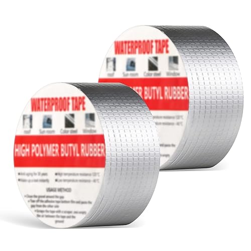 2 Stück Butylband Dichtungsbänder 5cm x 5m，Selbstklebend Wasserdicht,AluFolie Wasserfestes Klebeband,Dach Dachrinnen Reparaturband,Dichtband Zur Verwendung an Löchern Rohren Dächern Wohnmobilen - Cheap-Us