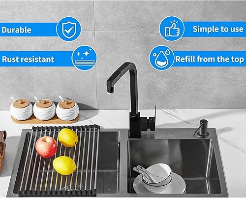 Maizoon Seifenspender aus Edelstahl für Küchenspüle mit langer Düse, langlebig und 500 ml, große Kapazität, geeignet für Badezimmer, goldfarben - Cheap-Us