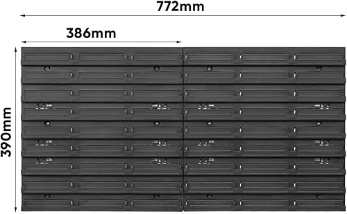 Lagersystem Stapelboxen mit Deckel Wandregal 772 x 390 – 24 Stück Boxen - Werkzeugwand Werkstattregal Schüttenregal, Rot - Cheap-Us