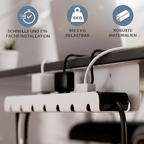 Kabelkanal Schreibtisch - Kabelmanagement aus schwarzem Stahl - Kabelkanal Schreibtisch für Ordnung am Arbeitsplatz - Schnelle und einfache Montage 5kg Max - Cheap-Us