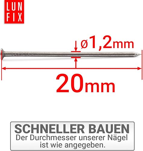 Lun Fix Drahtstifte 4,0 x 100 mm - 5kg (490 stück) Holznägel für Bauarbeiten Unverzinkter Baunägel Stahlnägel 100mm lang blank Nägel Senkkopf - Cheap-Us