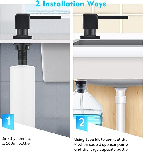 CREA Seifenspender Einbau Küche, Spülmittelspender Küche, Seifenspender für Spülbecken mit 500ML Flasche und 1,0 m Verlängerungsschlauch von Oben Befüllen, Gebürstetes Gold - Cheap-Us