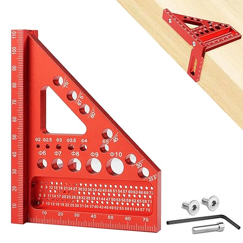 TNEDFOD Zimmermannswinkel Winkelmesser Anschlagwinkel, Anreißwerkzeug für Tischler, 22.5°-90° luminiumlegierung 3D Gehrungswinkel, Mehrzweck Messwerkzeug für Zimmermann,Ingenieur für präzises Anreißen - Cheap-Us