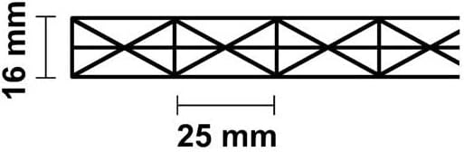 Acrylshop24 Stegplatte aus Polycarbonat mit X-Struktur |klar| Doppelstegplatte| 16mm stark | Steg 3 Fach | 16/20/3 1200mm x 3000mm - Cheap-Us