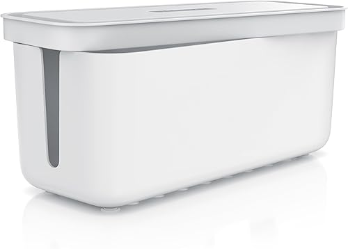 CSL - Kabelbox mit Gummifüßen - Kabelmanagement - Kabelkasten - Box zum Kabel verstecken - Mehrfachstecker-Organisator - Handy Ladebox - Schutz und Sicherheit - Anti-Rutsch-Boden - weiß - Cheap-Us