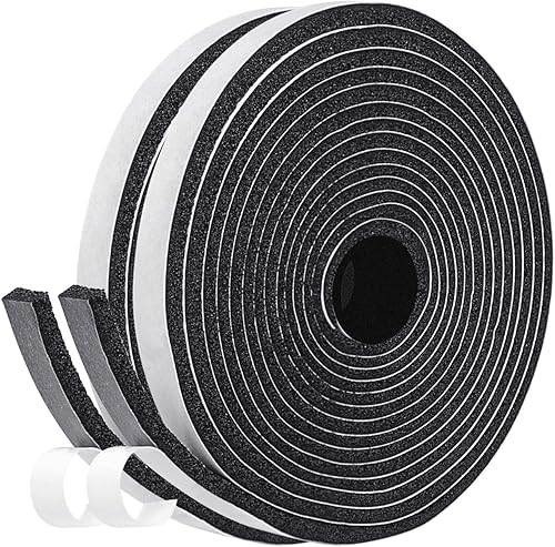 fowong Schaumstoff Selbstklebend Klebeband 12mm(B) x6mm(D) Türdichtung Dichtband Klimaanlage Kollision Siegel Schalldämmung Kompriband Gesamtlänge 8m (2 Rollen je 4m lang) Schwarz - Cheap-Us