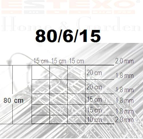 ESTEXO Weidezaun Knotengeflecht Wildzaun Draht Zaun 50 m Gartenzaun Forstzaun Metall-Zaun Drahtgeflecht Drahtzaun (80/6/15) - Cheap-Us