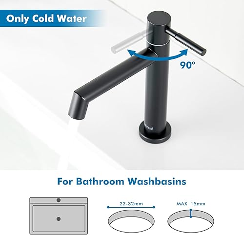 Ulytid Kaltwasserhahn, Chrom Wasserhahn Bad, Einhebel Waschtischarmatur mit Abnehmbarer Sprudler, Badarmatur Wassersparend Auslauf HöHe 113 mm Einfache Installation, Edelstahl - Cheap-Us