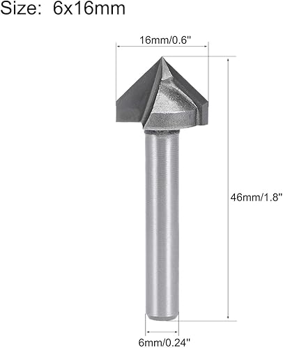 sourcing map 90 Grad V Nut Fräser 32 mm Durchmesser mit 6 mm Schaft Titanstahl bestückter V Nut Bit (grau) - Cheap-Us