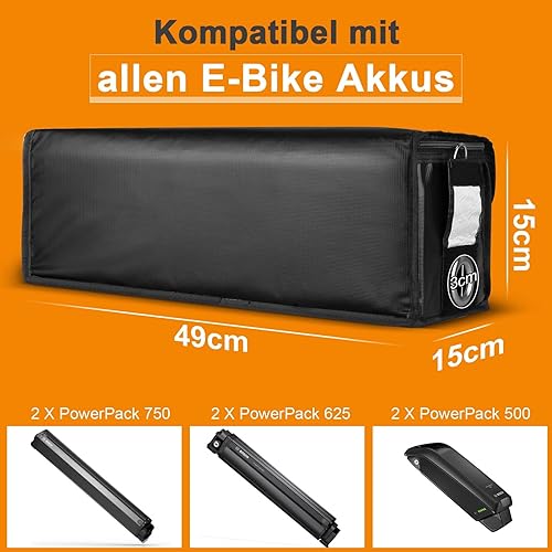 toptrek Ebike Akku Tasche, Feuerfest bis 1000°C ,Akku Tasche Wasserdicht Explosionssicher, Lipo Safe Bag für Lagerung Transport Aufladung, Ebike akku schutzhülle Großraum 49 x 15 x 15 cm (2 Stück) - Cheap-Us