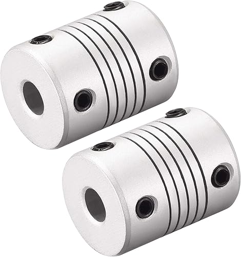 sourcing map 2Stk. 6.35mm zu 8mm Aluminiumlegierung Stab Flexibel Kupplung Motorsteckerverbindung L25xD19 Silber - Cheap-Us