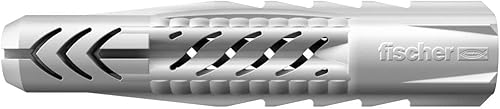 fischer Universaldübel UX 8 x 50 R, Schachtel mit 100 Nylondübeln, Allzweckdübel mit Rand, für optimalen Halt bei Befestigungen in Beton, Gipskarton, Kalksand-Lochstein uvm. Standard - Cheap-Us